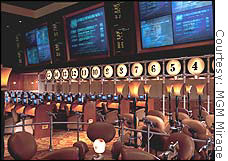 Sports books, like this one in the MGM Mirage, have among the thinnest profit margins in a casino.