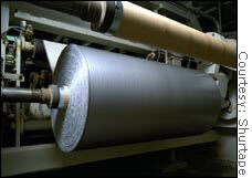 A 5-foot wide, 1,500 yard roll of duct tape on a factory floor in Stony Point, N.C., before it is cut down to normal consumer-size rolls.