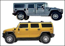GM's HI and H2 models of the Hummer.