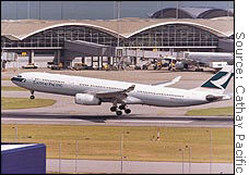 Hong Kong-based Cathay Pacific Airways has cut its schedule by 42 percent due to concerns about SARS.