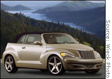 The PT Cruiser convertible, set to debut in 2004.
