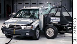 The Subaru Forester performed the best in a side impact crash test performed by an insurance group.