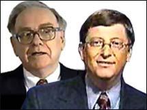 Bill Gates, right, and Warren Buffett have a total wealth of $82 billion.