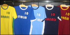 Olympics-inspired soccer shirts (such as these from eric & talia) could be a hot trend for guys this summer.