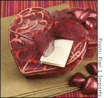 Organza heart-shaped box with milk chocolates from Pier 1 Imports: Price $8.