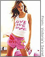 Victoria's Secret love-inspired motif sleepwear. (Price:$24.50 for the top, $19.50 for the shorts)