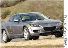 The Mazda RX-8 got the top rating for avoiding a rollover accident but didn't fare as well in the traditional crash test rating.