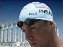 U.S. swimmer Michael Phelps, shown here in a Visa ad, is one of the Olympians who arrived in Athens already having won advertising gold.