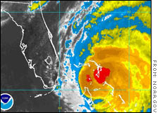 Hurricane Frances as it approached the Florida coast Friday.