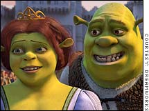 In a summer of adult movies, the humor in Shrek stood out and may have lifted the ogre to No. 1.