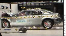 The Chrysler 300 in NHTSA's most recent front-end crash test.