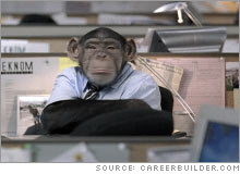 Chimpanzees are the theme of a new CareerBuilder.com ad campaign that includes 2 Super Bowl ads.