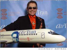 British rocker Elton John's face will begin appearing on AirTran planes. 