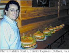 Denny Liegey and his big burger lineup