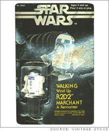 A wind-up R2D2 toy that was available only in Canada is valued at $2,400 in its original packaging.
