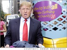 Donald Trump washed, folded and sorted laundry Wednesday as part of Salvation Army charity event.