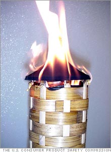 Owners of these recalled bamboo tiki torches are advised to cease using the torches and to contact the manufacturer Lamplight Farms.