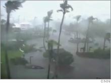 Hurricane Wilma as it batters Naples, FL, shortly after coming ashore early Monday.
