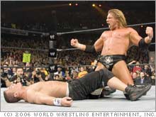 WWE Superstars John Cena and Triple H at WrestleMania 22.