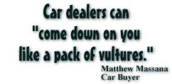 Car dealers come down on you like a pack of vultures.