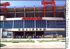 The Tennessee Titans want Adelphia Business Solutions to become current in its payments to the team or take its name off of the Nashville stadium.