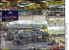 Construction of planes at Boeing is proceeding out of sequence due to the lack of parts caused by the West Coast port work stoppage.