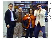 Jerry Seinfeld, left, with his three co-stars, Jason Alexander, Julia Louis-Dreyfus and Michael Richards.