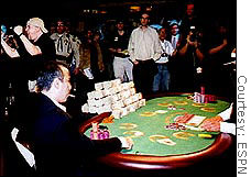 Chris Moneymaker wins the 2003 World Series of Poker.