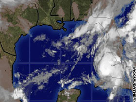 Satellite photo shows Hurricane Charley's location Friday morning.