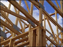 The price of framing lumber is up close to 50 percent from a year ago, but that hasn't been enough to slow new home building.