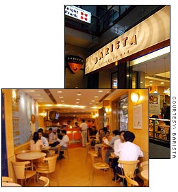 India's Barista cafes offer similar gourmet coffee drinks to Starbucks and Wi-Fi  access in a handful of locations.