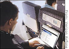Passengers may soon be able to surf the Web while flying using the same spectrum now used for air-to-ground phone calls.