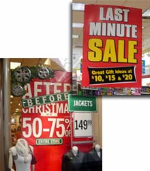 Retailers at the Hamilton Place mall in Chattanooga,Tennessee, put out the big discount signs in the final week before Christmas.